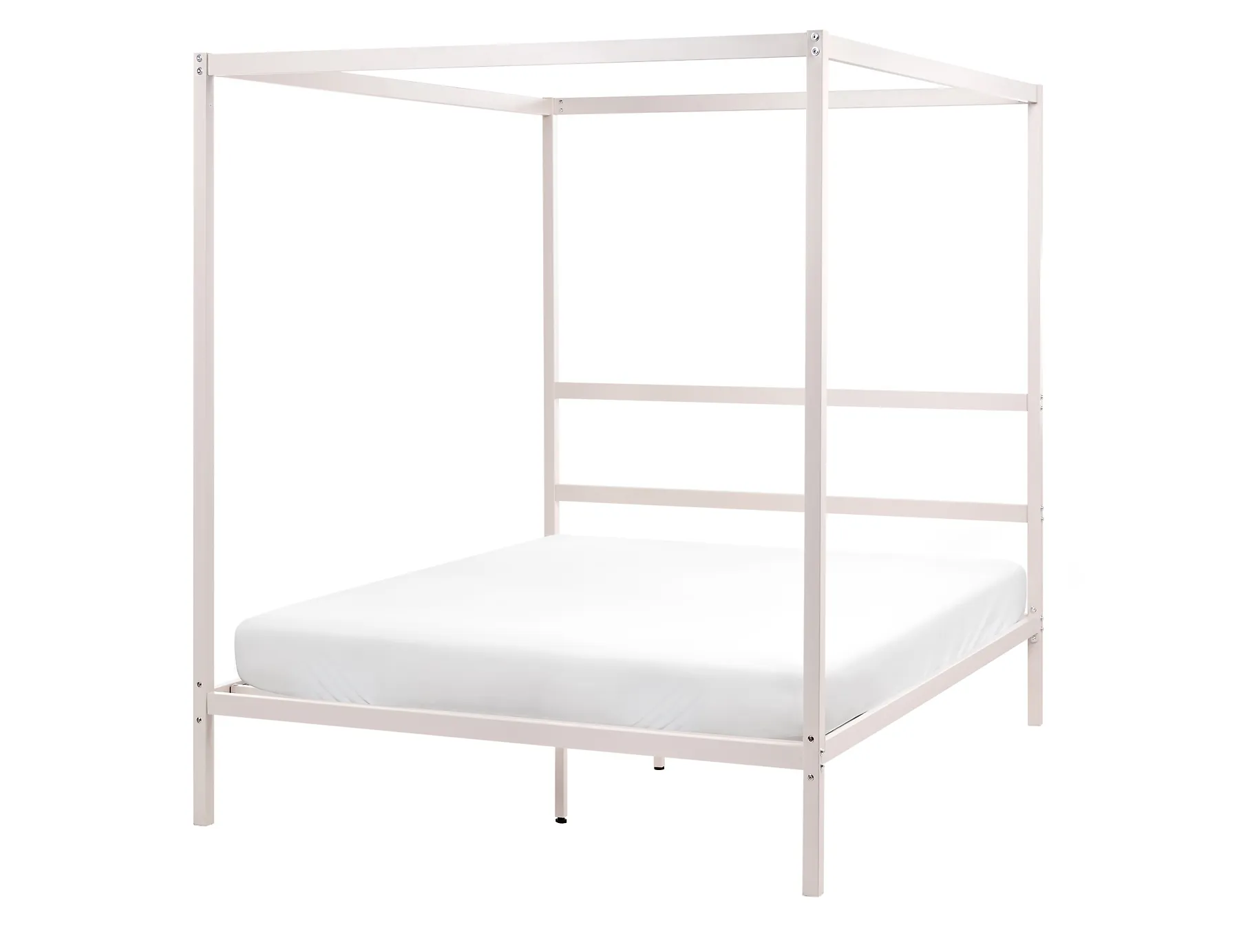 Four Poster Bed Metal LESTARDS 140 x 200 cm (EU Double) Light Beige_1165373