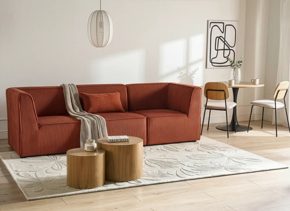 Corner Seat LEMVIG Corduroy Golden Brown Left Hand_1054697