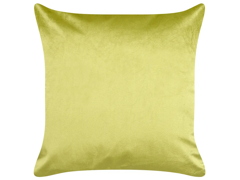 Dekokissen 2er Set DELICIOSA 45 x 45 cm Samtstoff Hellgrün Pflanzenmuster_837823