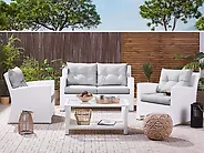 Lounge Set mit Tisch 4-Sitzer MARINO Polyrattan Weiß_1177350