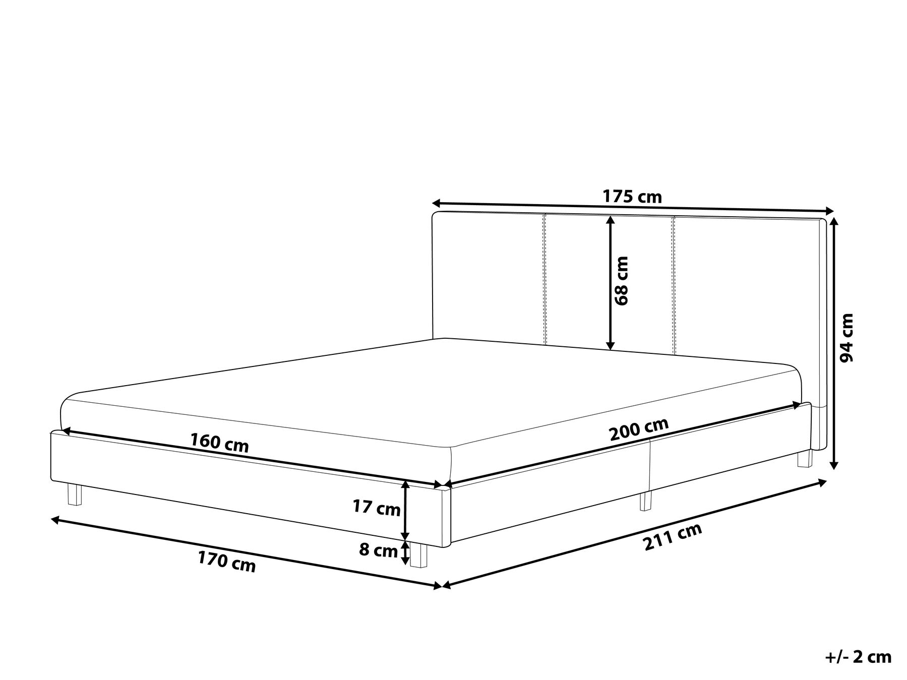 Bett mit Lattenrost Stoff ALBI 160 x 200 cm Beige_728093