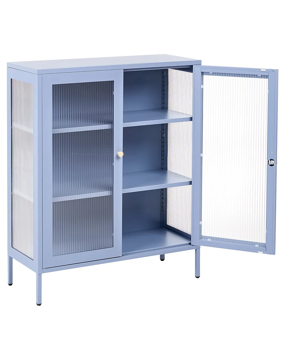 Vitrine mit Glastüren HARLYN  90 cm Metall Blau_1160852