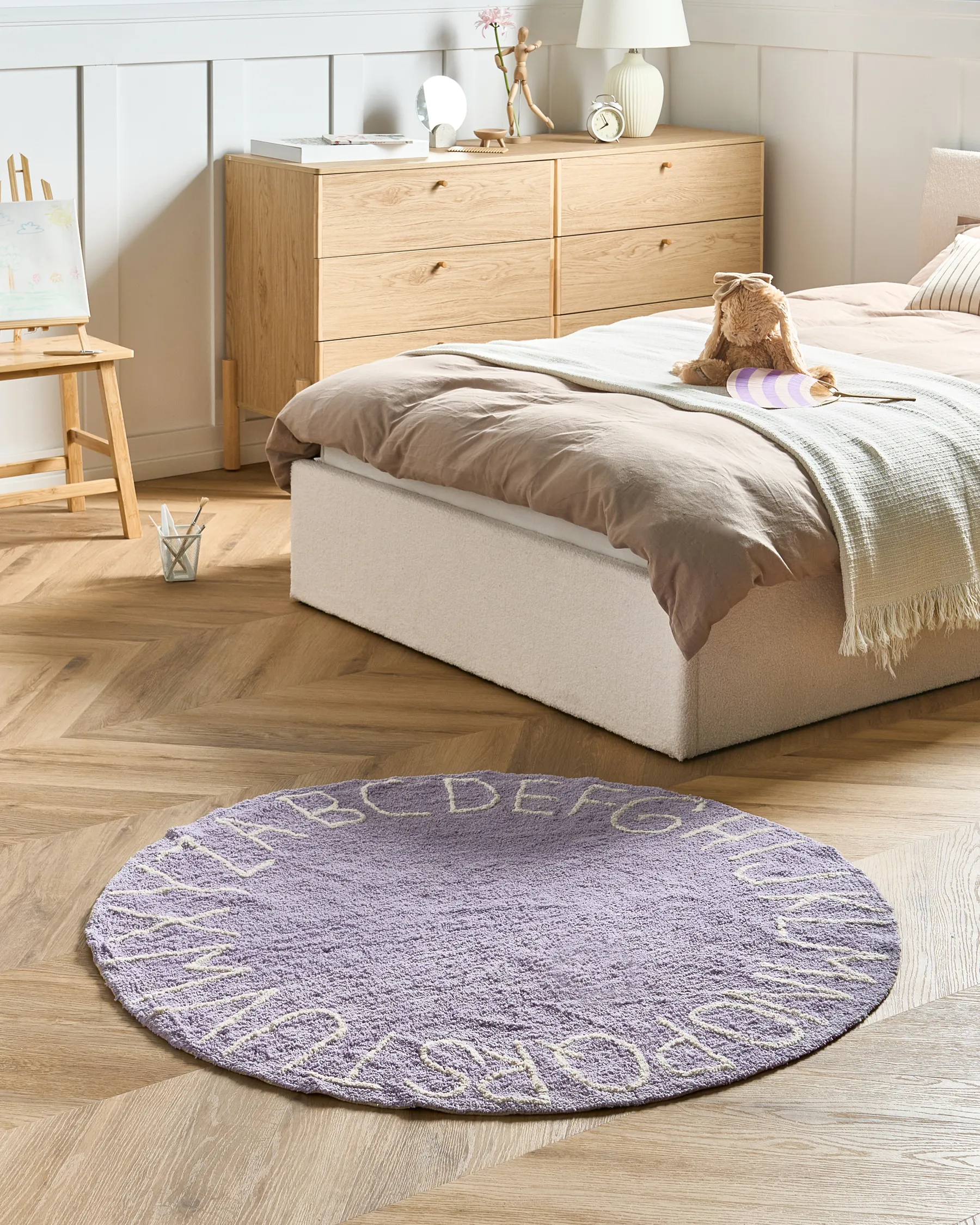 Kids Rug VURGUN Light Violet ø 120 cm Cotton_1061114