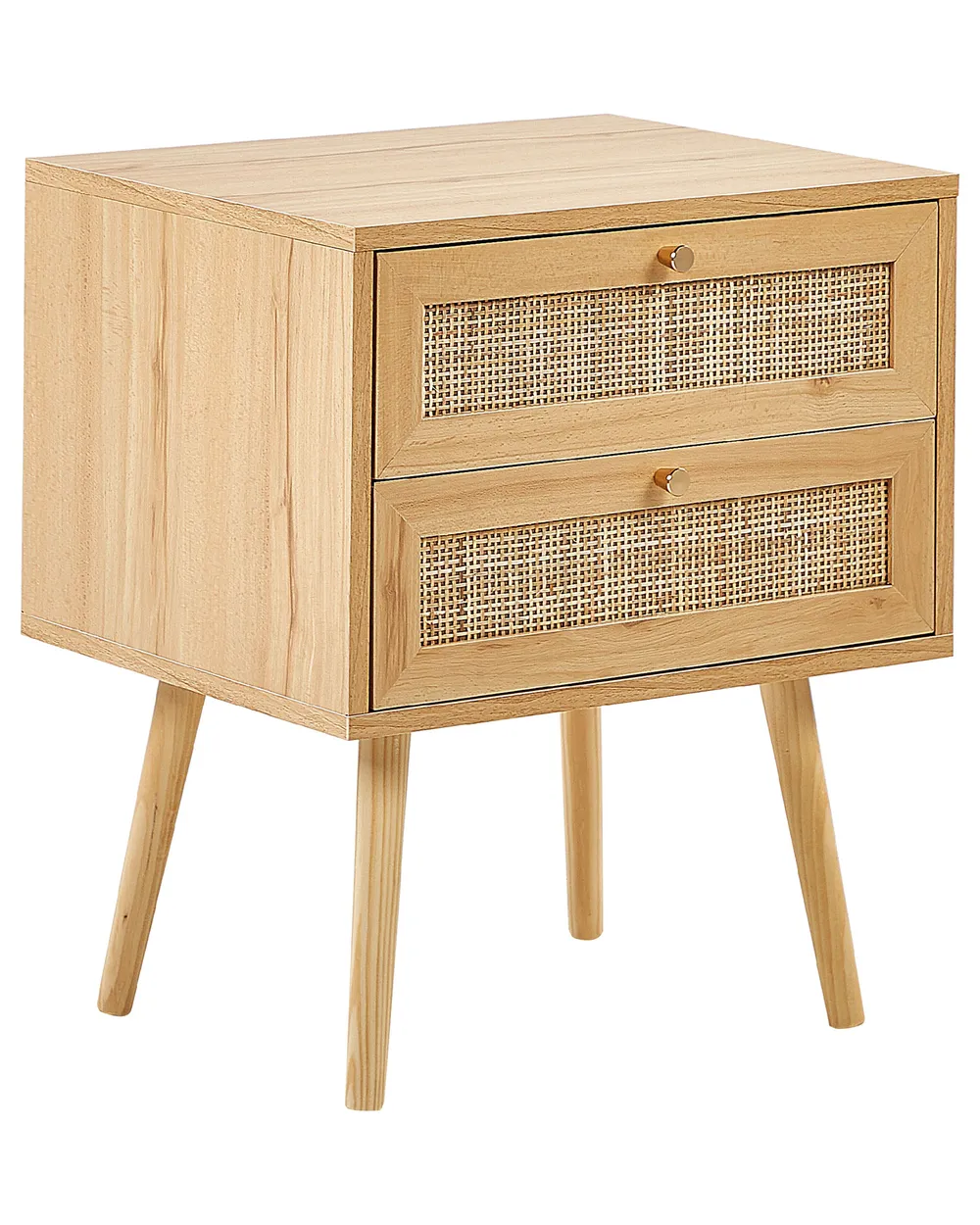 Nachttisch mit 2 Schubladen PEROTE Rattan Hellbraun
