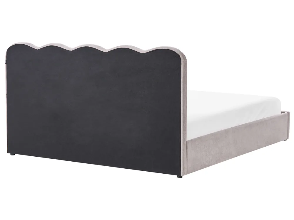 Bett mit Stauraum NANTERRE Chenillegewebe Taupe 180 x 200 cm_1019600