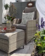 Lounge Set mit Tisch und Ottomane 2-Sitzer PONZA Polyrattan Beige_1021126