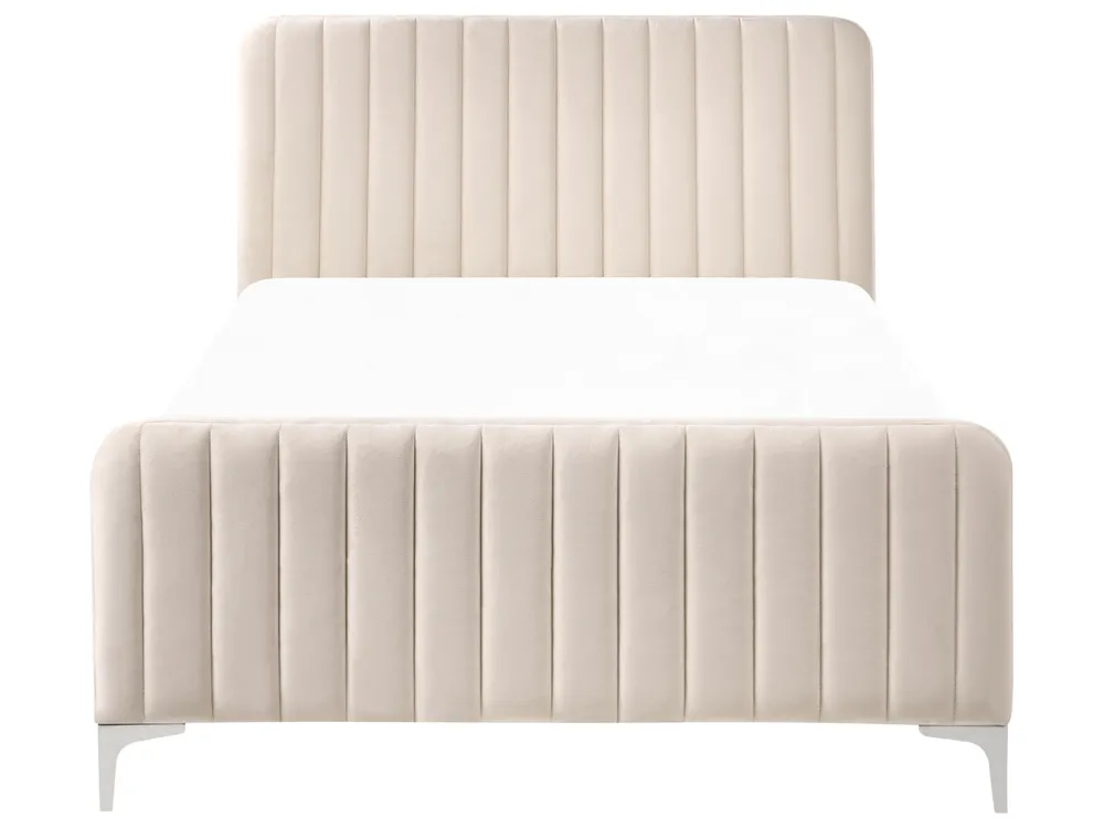 Bett mit Lattenrost Samtstoff LUNAN 120 x 200 cm Hellbeige_1025676