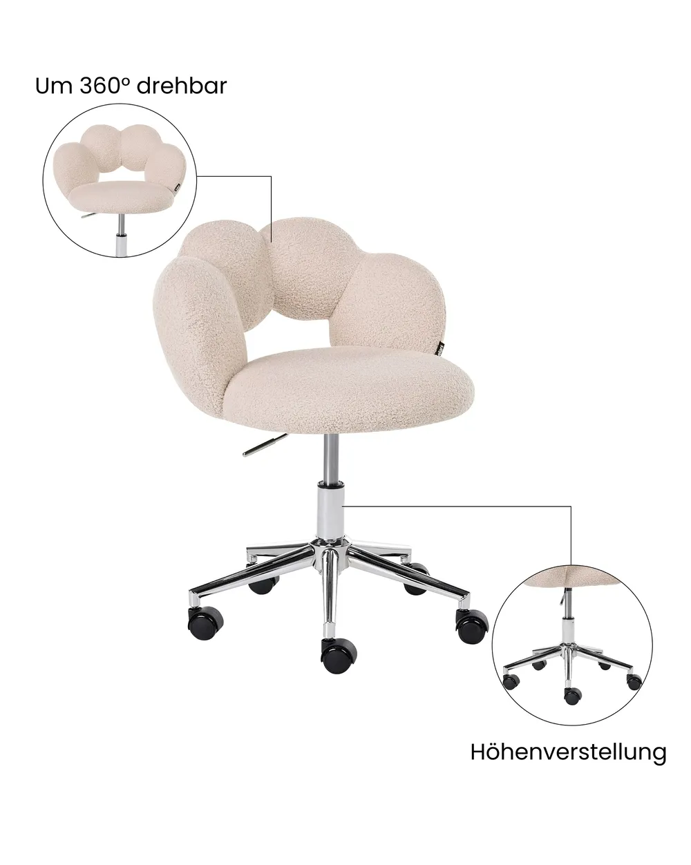 Schreibtischstuhl WHIZZY Bouclé Hellbeige_1065425