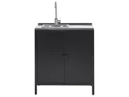 2 Piece Outdoor Kitchen Set with Sink VILAMA Black Metal_872515