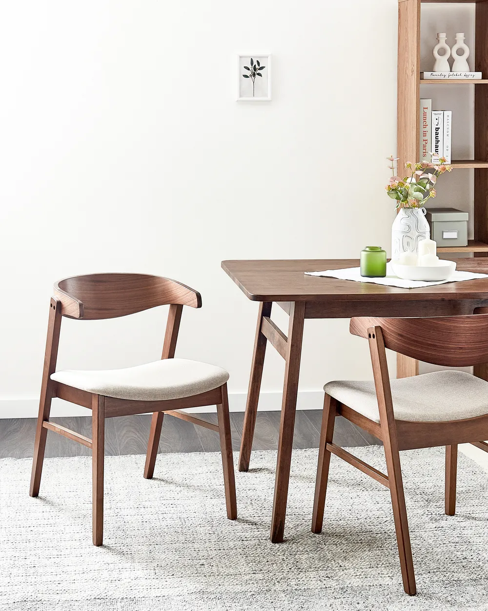 Esszimmerstuhl 2er Set LILLY Stoff Braun / Beige