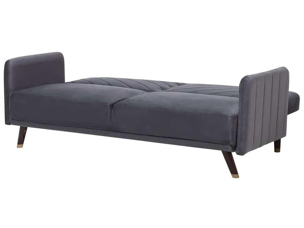 Schlafsofa 3-Sitzer SENJA Samtstoff Grau_707369