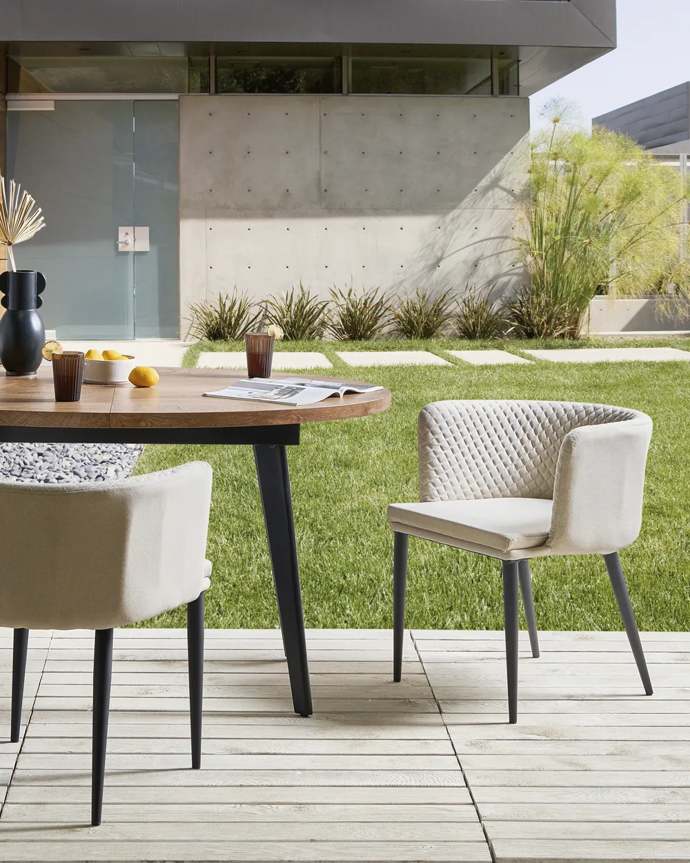 Gartenstuhl 2er Set LIMASSON Stoff Beige