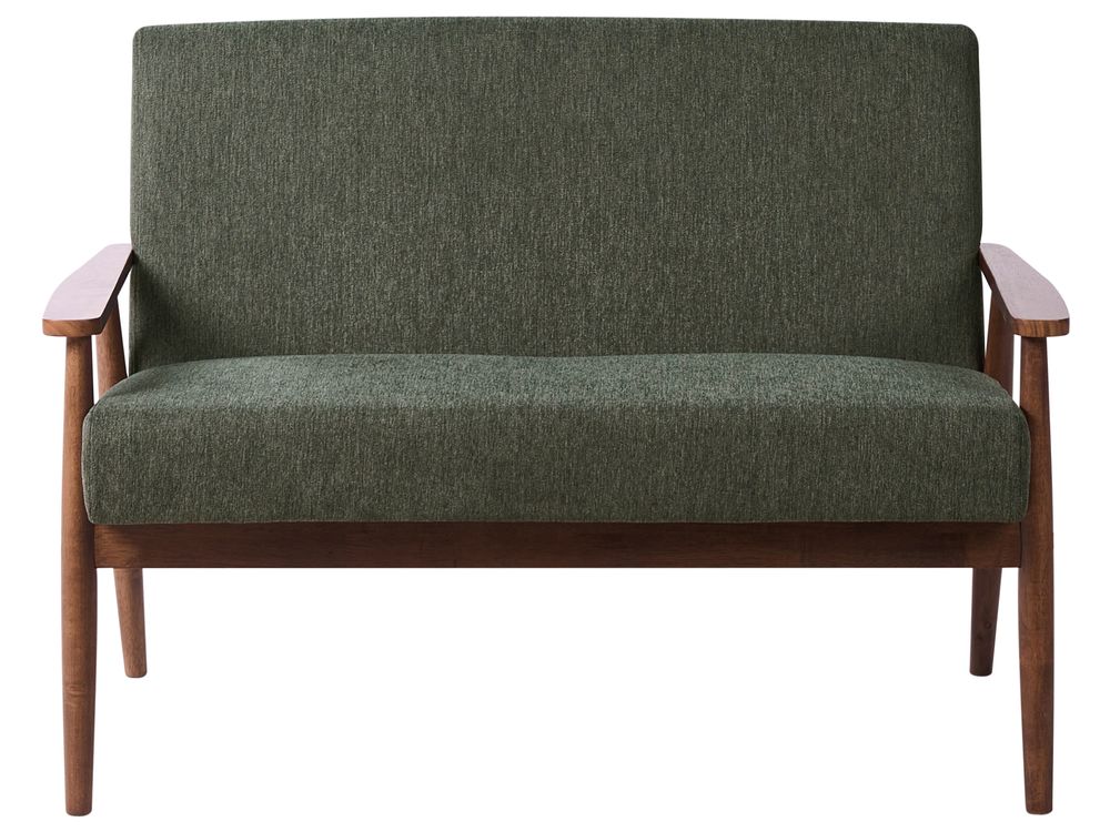 Sofa 2-Sitzer ESRUM Stoff Dunkelbraun / Grün