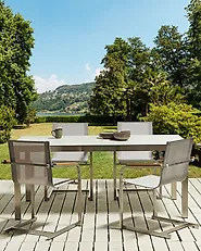 Set of 4 Garden Chairs COSOLETO Stainless Steel Beige_1177427