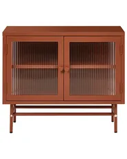Sideboard mit Glastüren DEVON 77 cm Metall Goldbraun_1123498