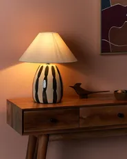 Tischlampe LUCHETTI Keramik Schwarz / Weiß_904944