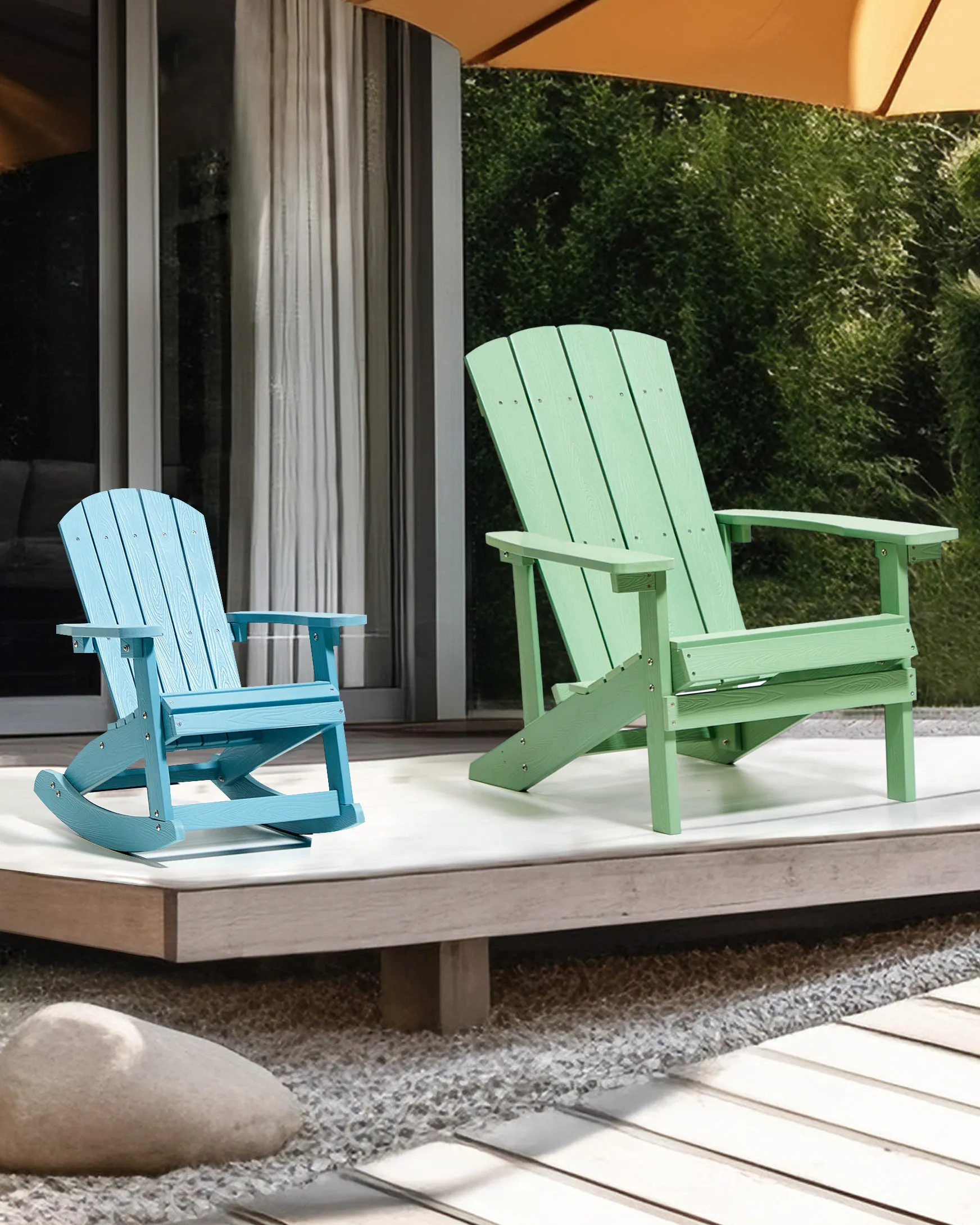 Garten Schaukelstuhl für Kinder ADIRONDACK Hellblau_918311