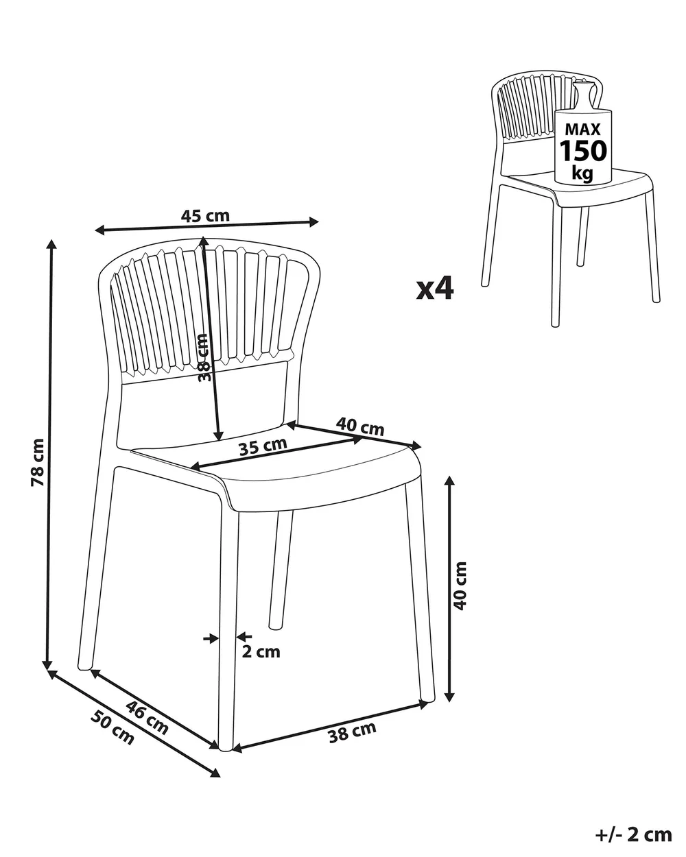 Gartenstuhl 4er Set GELA Braun_1029148