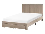 Krevet s ladicama LONZAC Samet Sivo-bež 120 x 200 cm_1014815
