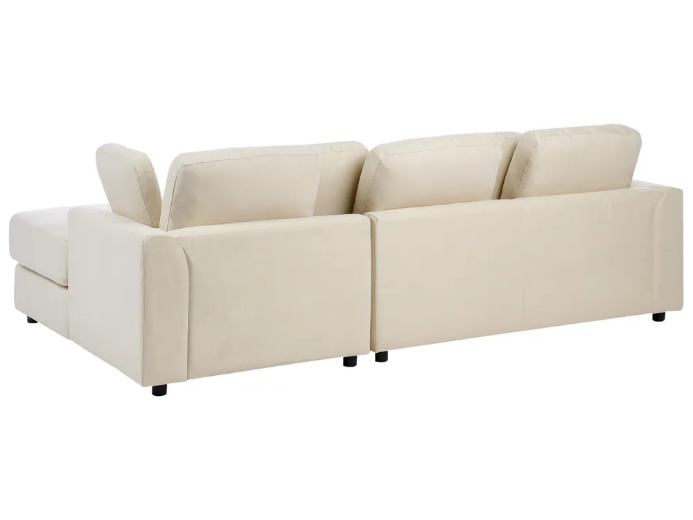 Ecksofa 4-Sitzer KOHLO mit Ottomane Stoff Hellbeige linksseitig_945079