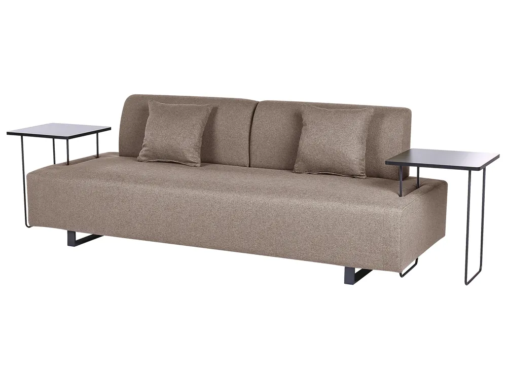 Sofa 3-Sitzer SOKNA mit Tischen Stoff Taupe