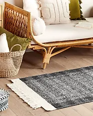 Rug ATLANTI Black 80 x 150 cm Wool_1185690