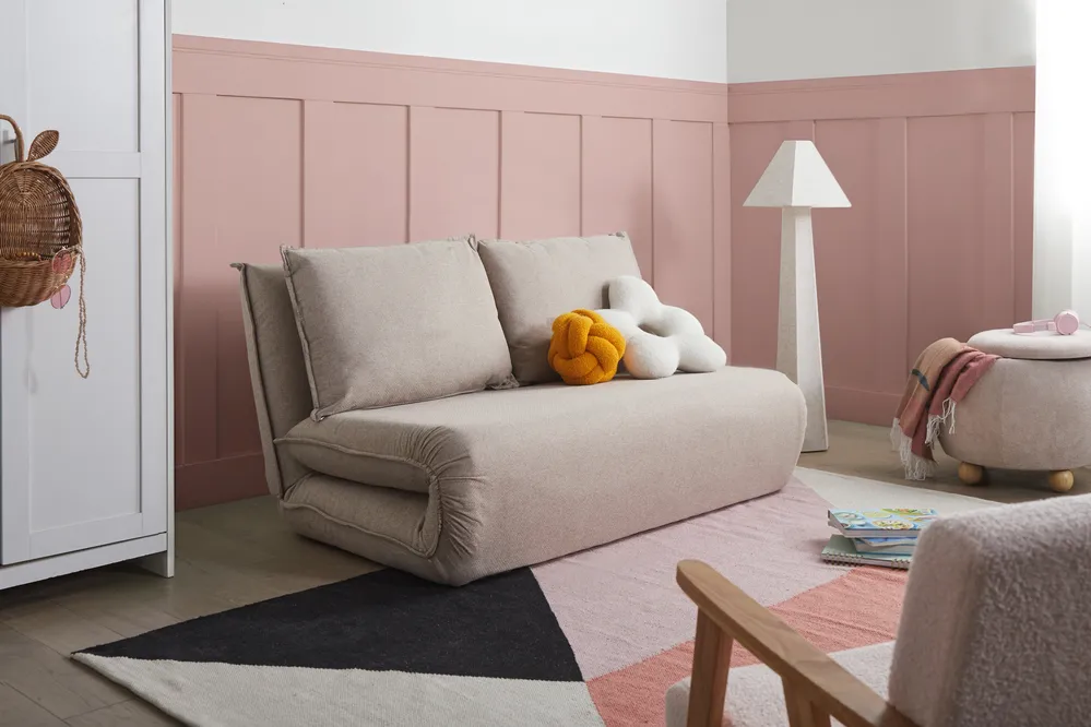 Schlafsofa 2-Sitzer ROROS Kunstleinen Beige
