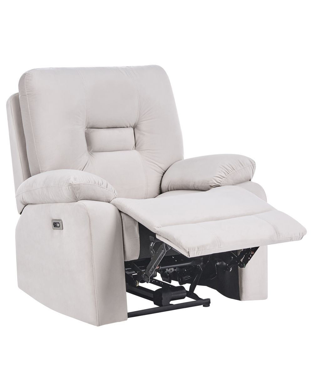 Fauteuil inclinable électrique BERGEN Repose-pieds inclus Velours Beige clair