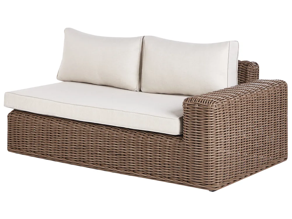Garten Ecksofa mit Ottomane 6-Sitzer PALERMO modular Polyrattan Braun_927916