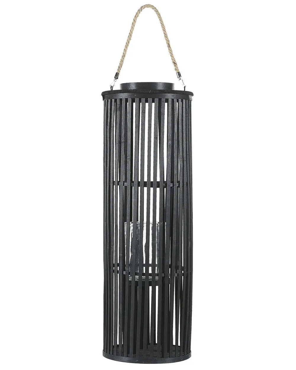 Laterne LUZON 80 cm Weidenholz Schwarz_774425