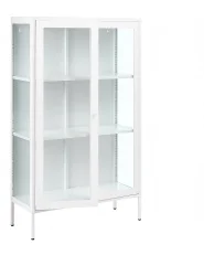 Vitrine mit Glastüren NASH 90 cm Metall Weiß_1082443