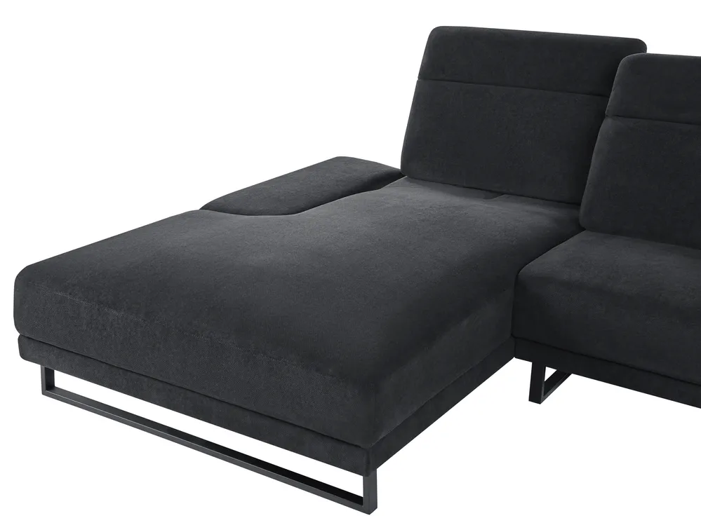 Corner Sofa 4 Seater IKAST Fabric Black Right Hand_959948