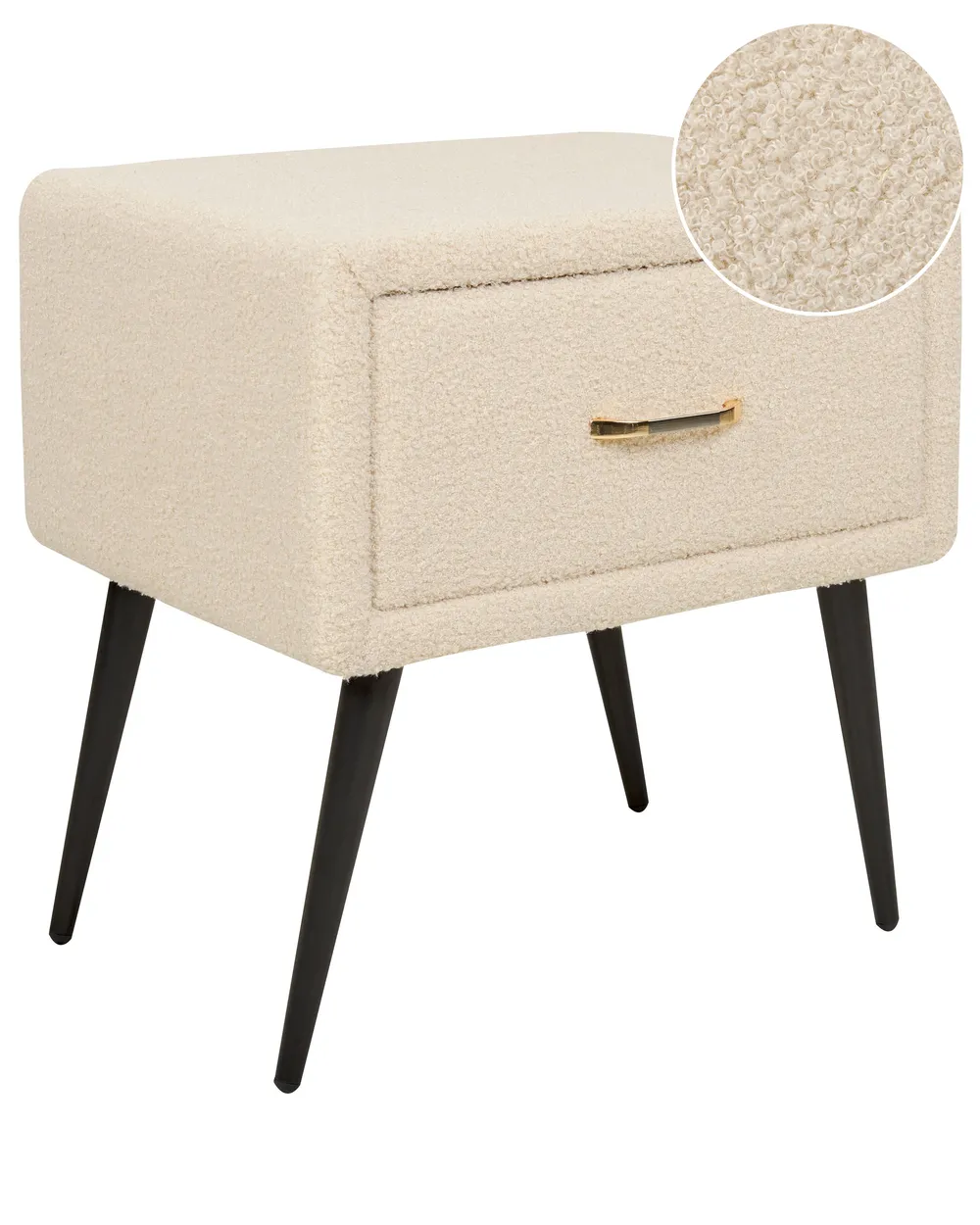 Nachttisch mit 1 Schublade FLAYAT Bouclé Beige
