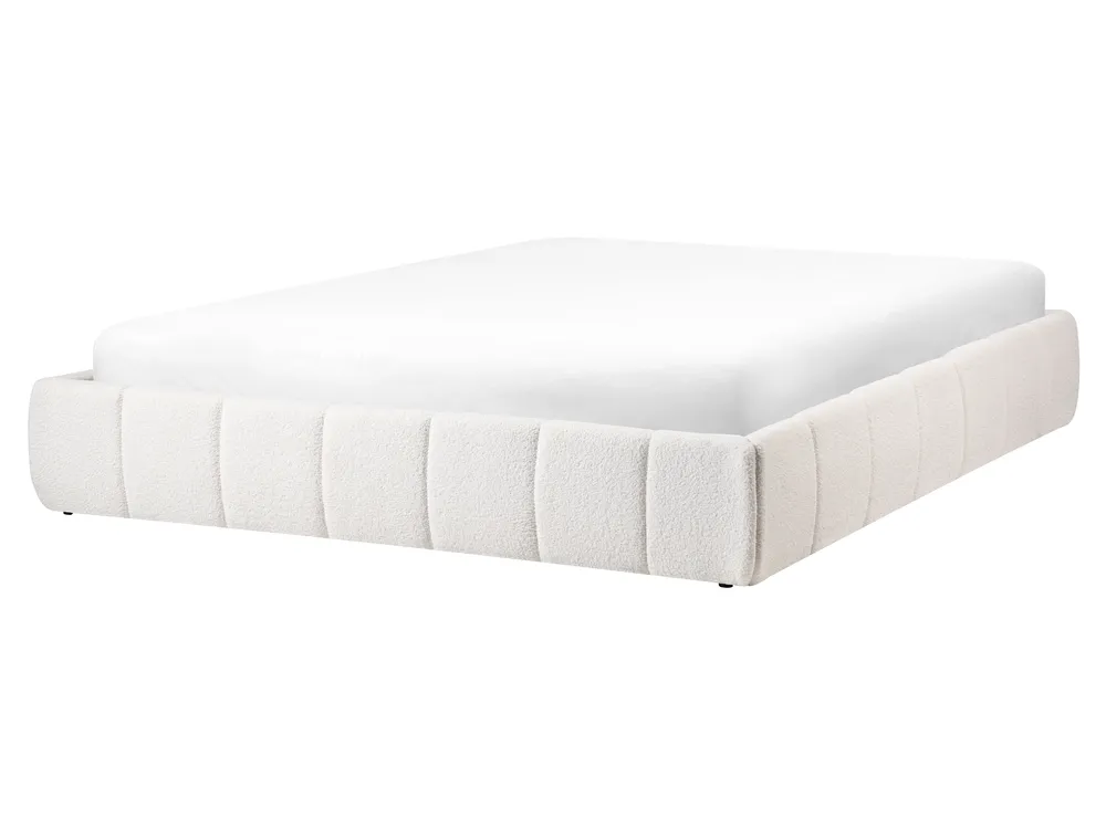 Ottoman Bed without Headboard GENAS Boucle Off-White 160 x 200 cm (EU King Size)_1070357