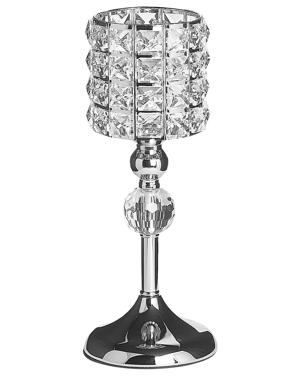 Bougeoir AVORD 33 cm Verre Argenté