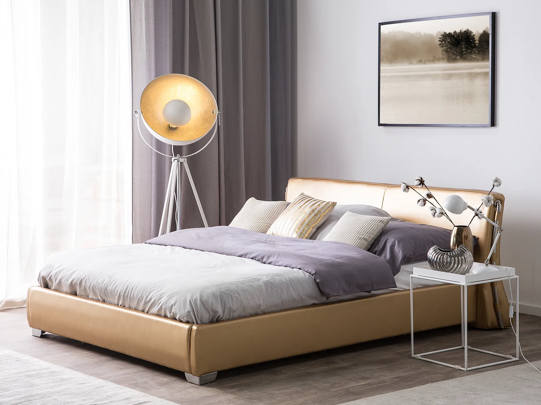 Waterbed Leather PARIS 140 x 200 cm (EU Double) Gold_757286