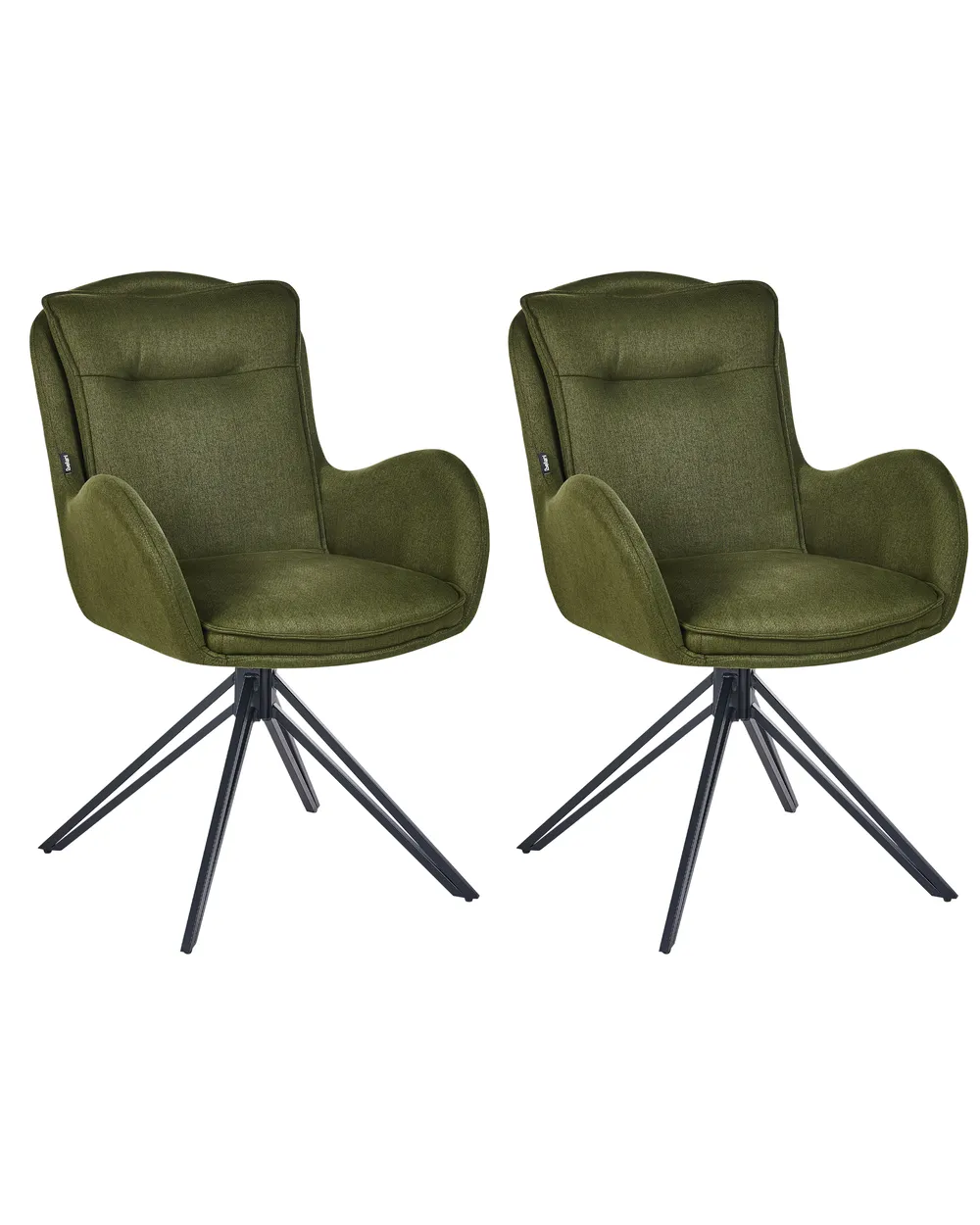 Set of 2 Dining Chairs Swivel AVELAR Fabric Dark Green