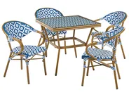 Gartenmöbel Set 4-Sitzer CASPRI Polyrattan Blau / Weiß_1090686