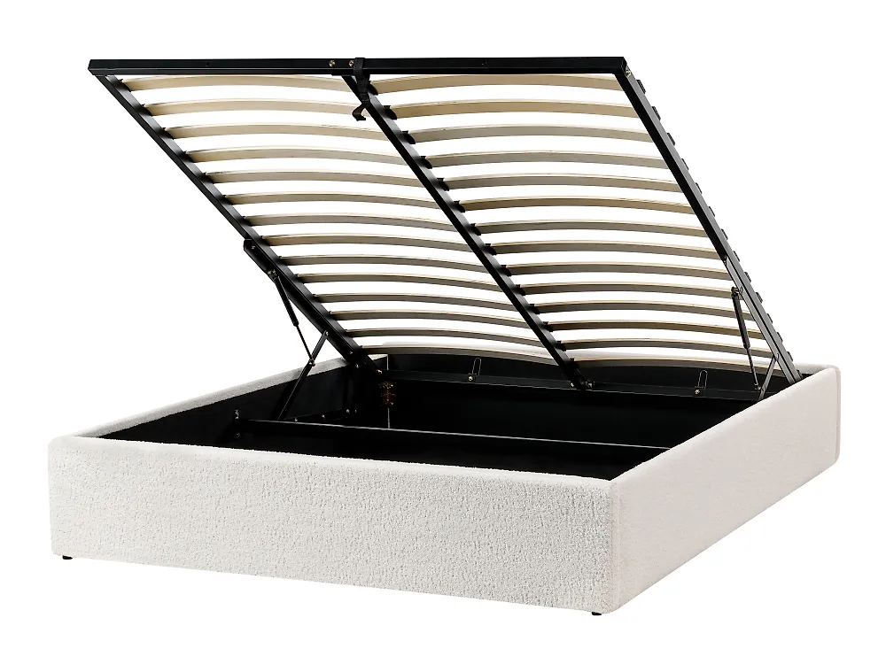 Ottoman Bed without Headboard DINAN Boucle Off-White 120 x 200 cm (EU Small Double)_1188212
