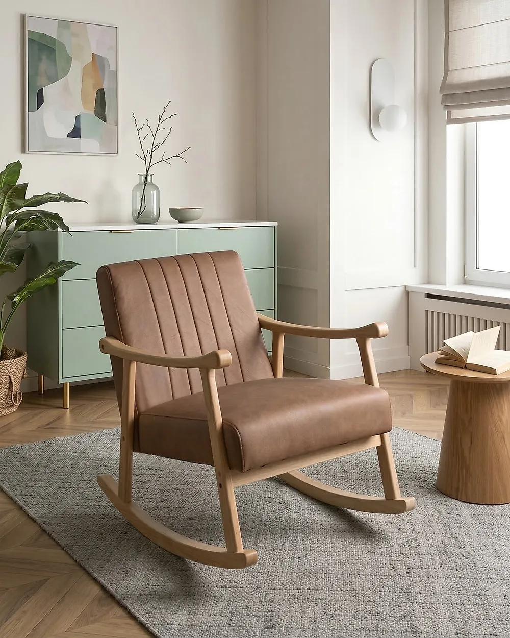 Schaukelsessel LEKNES Kunstleder Braun