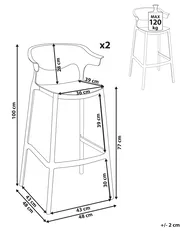 Garten-Barhocker 2er Set GUBBIO Schwarz_1000571