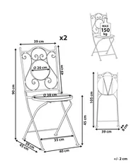 Gartenstuhl 2er Set COLLIO Metall Schwarz_1066072