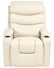 Electric Recliner Chair ETER Faux Leather Beige_1003016