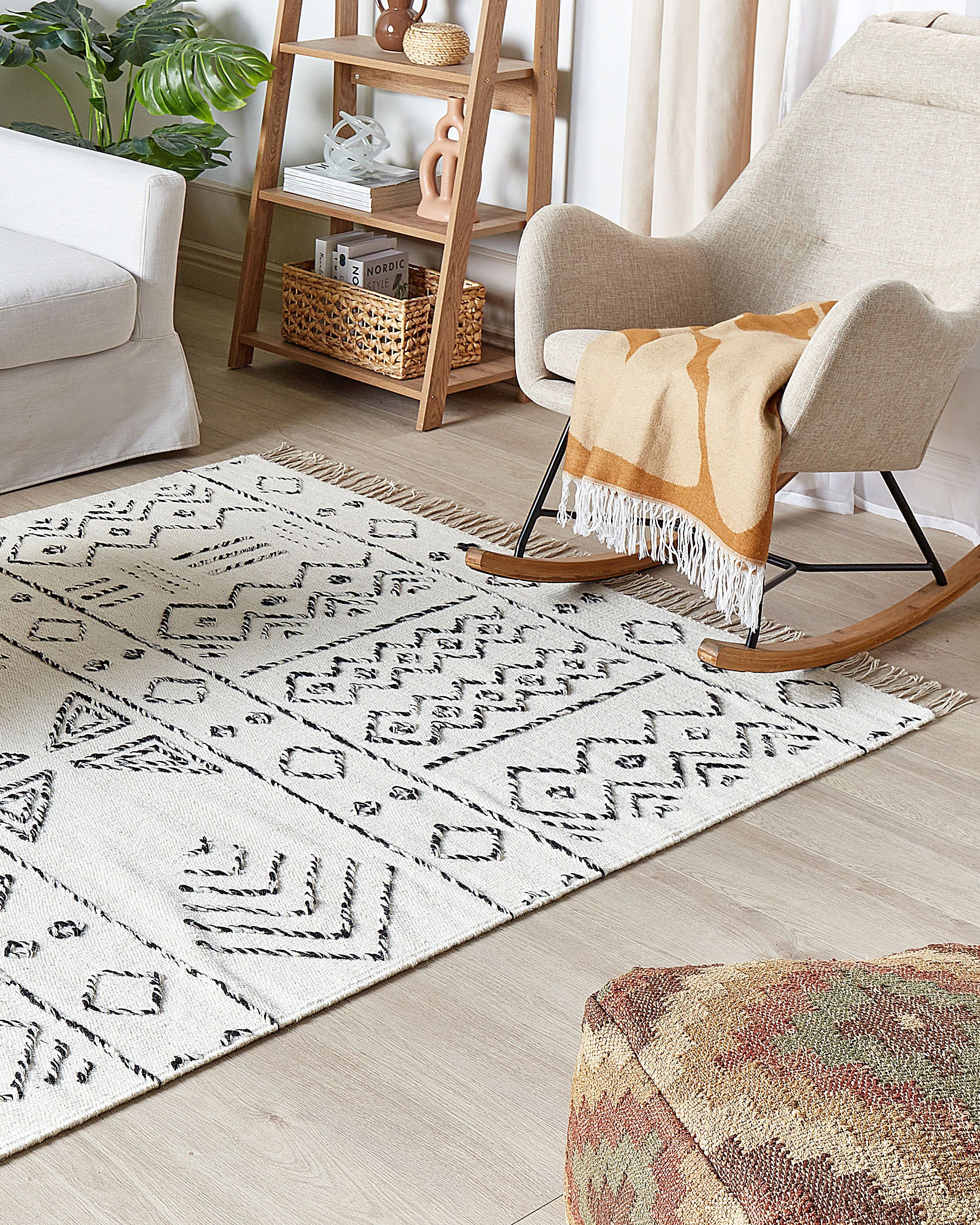 Teppich ALKENT Weiß 160 x 230 cm Wolle_1182574