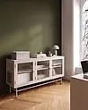 Sideboard mit Glastüren DEVON 115 cm Metall Beige