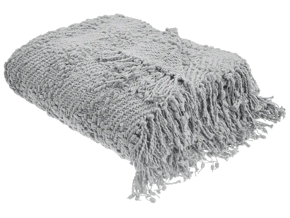 Kuscheldecke VELLA Baumwolle 220 x 240 cm Grau