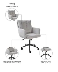 Desk Chair ALPINE Faux Fur Grey_1071086