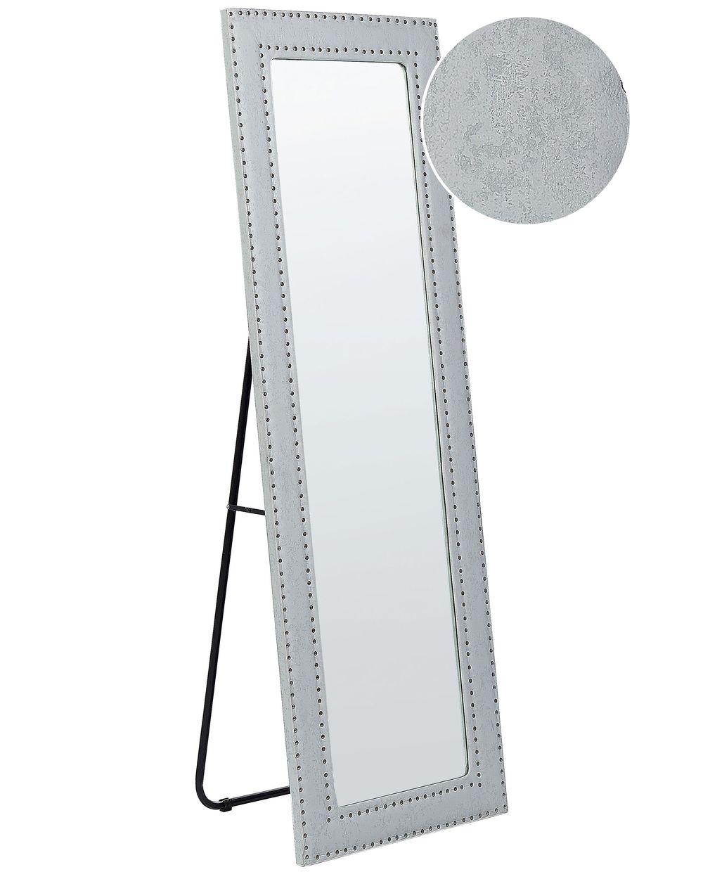 Standspiegel LOCRONAN 150 cm Kunstleder Hellgrau