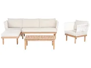 Lounge Set mit Tisch 4-Sitzer CREMONA Akazienholz Weiß rechtsseitig_1090560