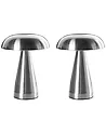 Set of 2 Wireless LED Table Lamp KULFO with Dimmer Metal Silver